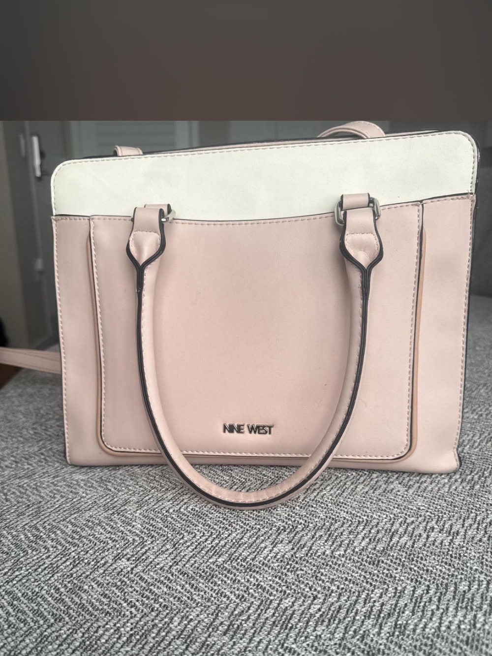 Nine West Pink and Cream Structured Satchel